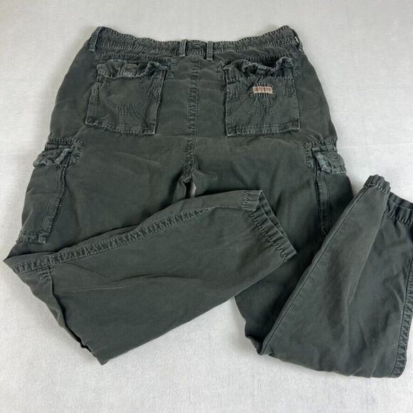 True Religion Pants Mens 38 Gray Cargo Anthony Distressed Logo Drawstring - Picture 15 of 16